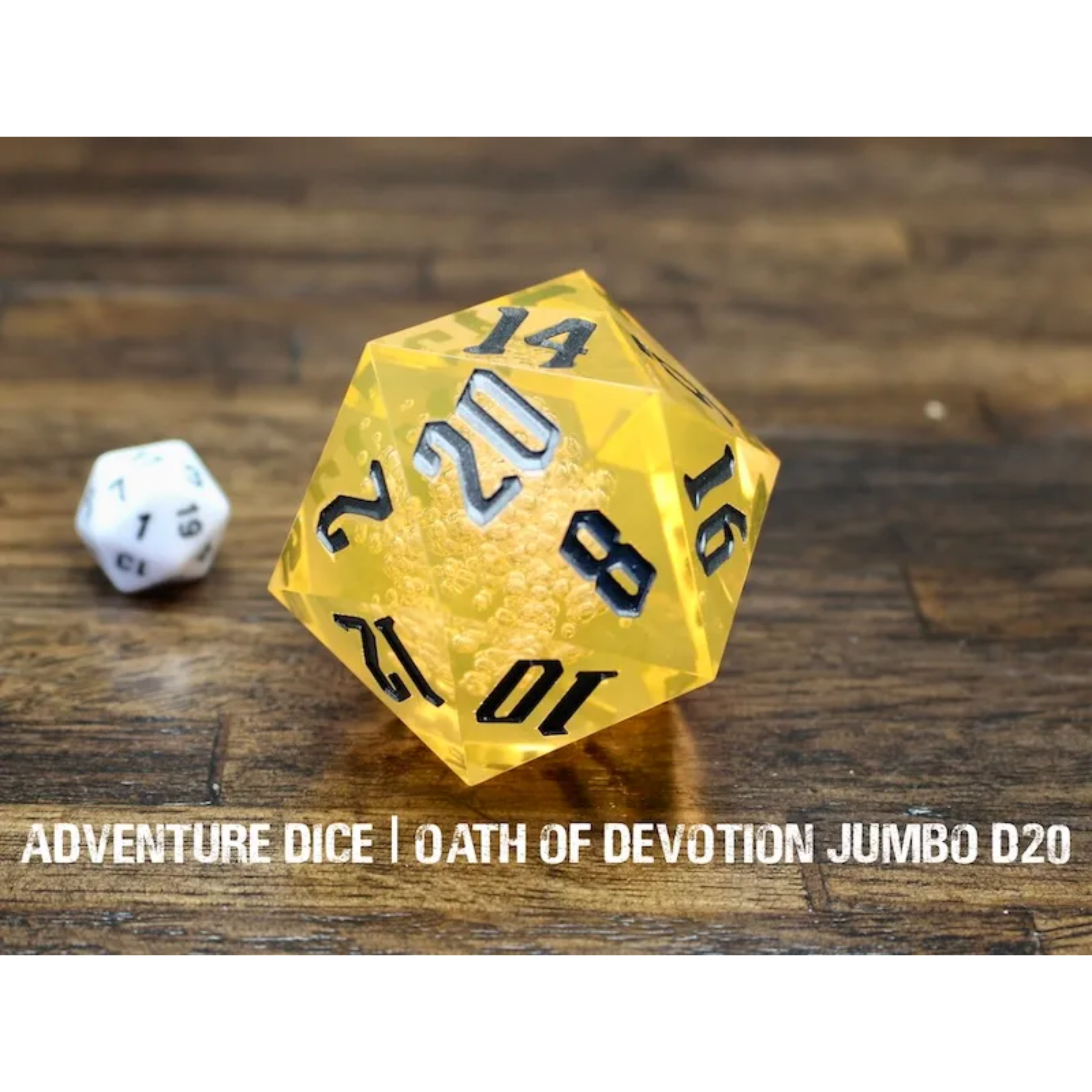 Oath of Devotion Jumbo D20 Transparent Yellow Black Numbers
